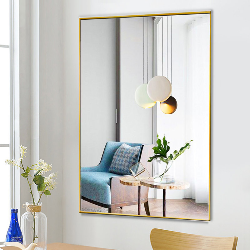 Jarrell Metal Flat Wall Mirror, Gold
