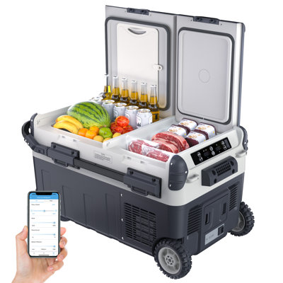 12V RefrigeratorX50K 53QT Portable Fridge Freezer Temperature Range from 4℉ Below Zero to 68℉  Control Fast Cooling for Camping Truck RV Travel and Home Use
