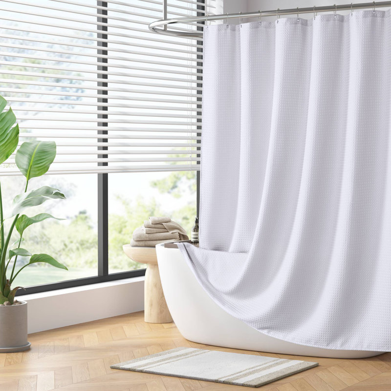 Rideau de douche Arbor Waffle, L 36 po x L 72 po, Blanc