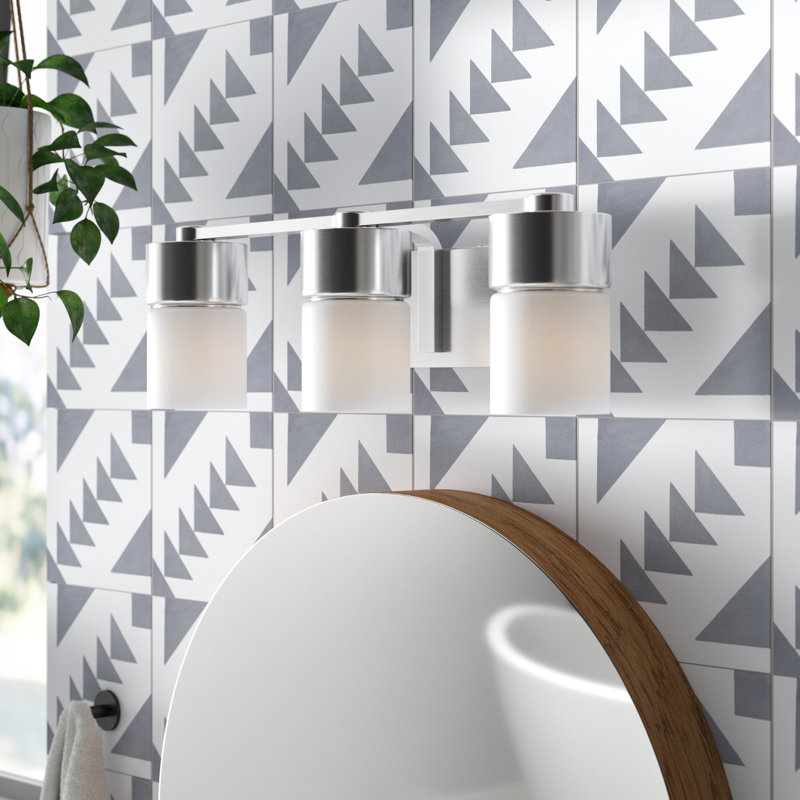 Éclairage pour salle de bain 3 lumières Amarissa, Nickel poli brossé