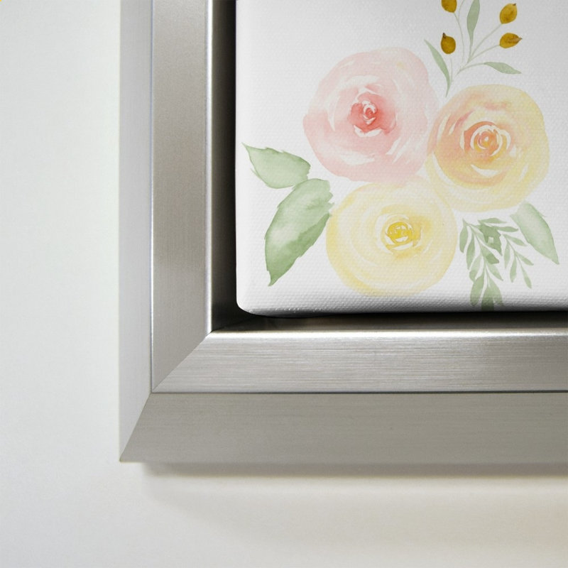 «Watercolor Roses II» par Lucille Price - Impression sur toile, 18" x 24", Beveled Floating Frame, Argent