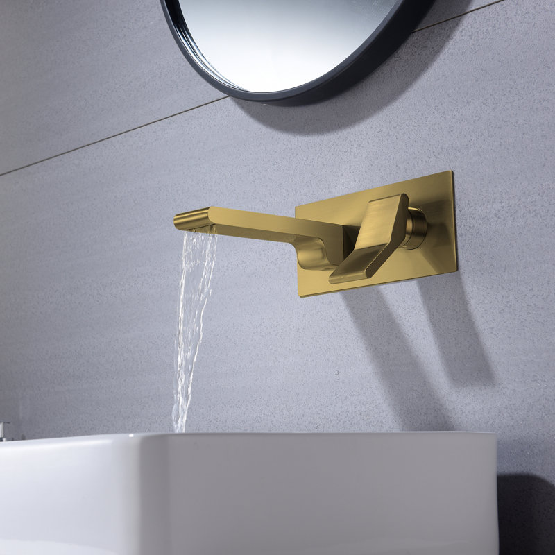 Single-handle Bathroom Faucet with Drain Assembly, Brushed Gold
