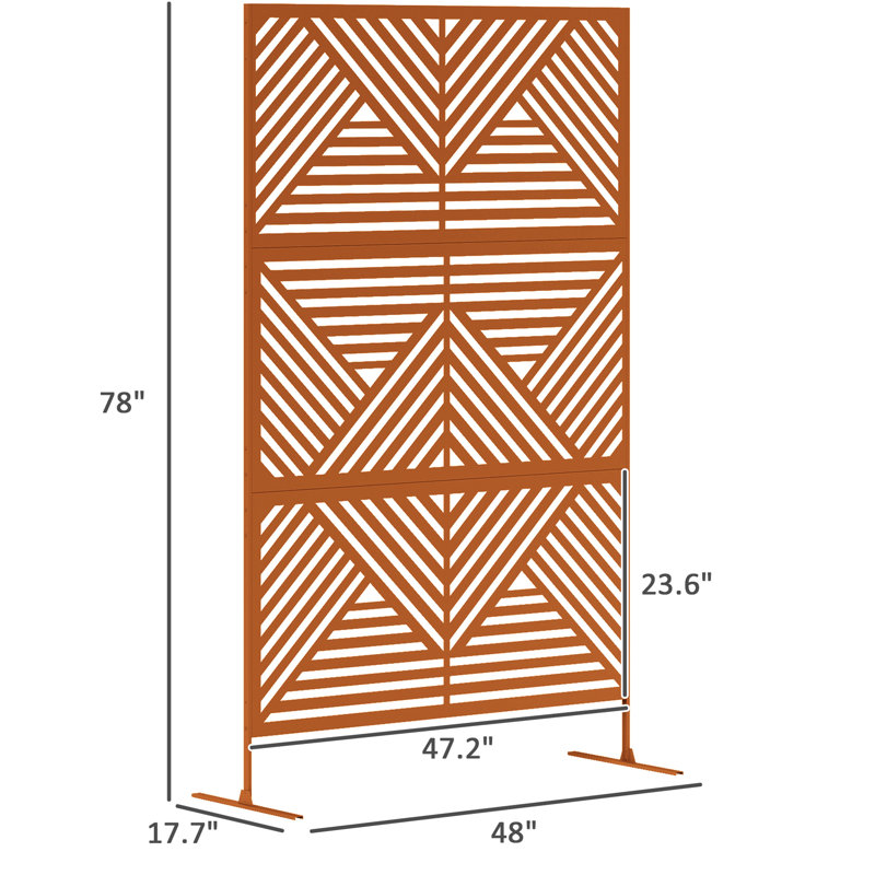 Paravent d'extérieur avec support - treillis décoratif en métal, Quick Space, couleur brune, construction en acier, l 48 po x P 17,7 po H 78 po, assemblage requis pour lierre, diviseur, style losange, cadre