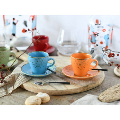 Nature Collection Mediterran, 8-teiliges Geschirrset, Espresso Set Aus Steinzeug