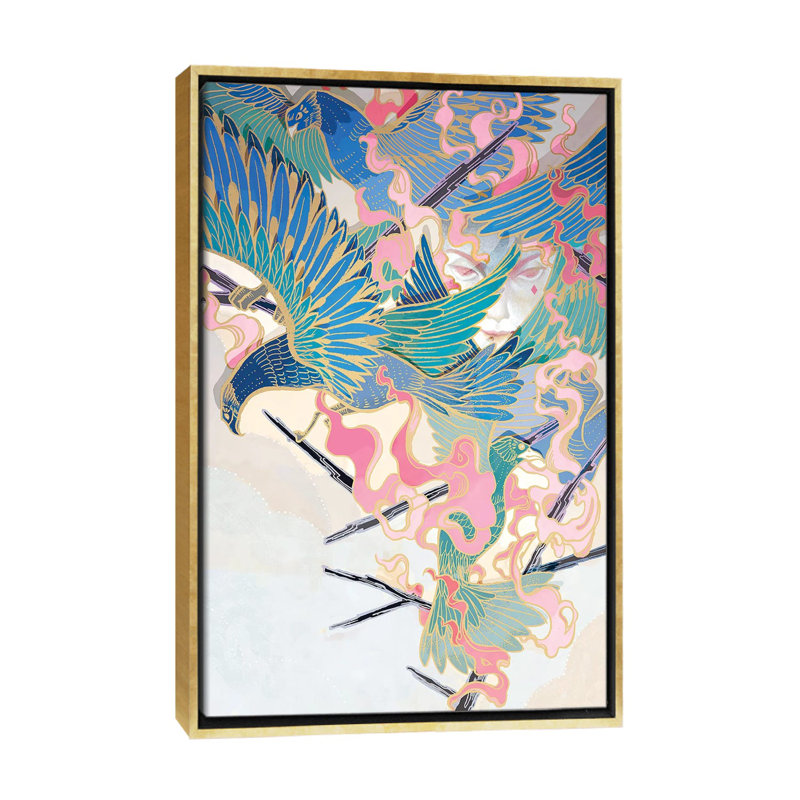 «Secret Weapon» par Sija Hong - reproduction d'art, Pas de tapis, H 40 po x l 26 po x P 1,5 po, Toile encadrée d'or