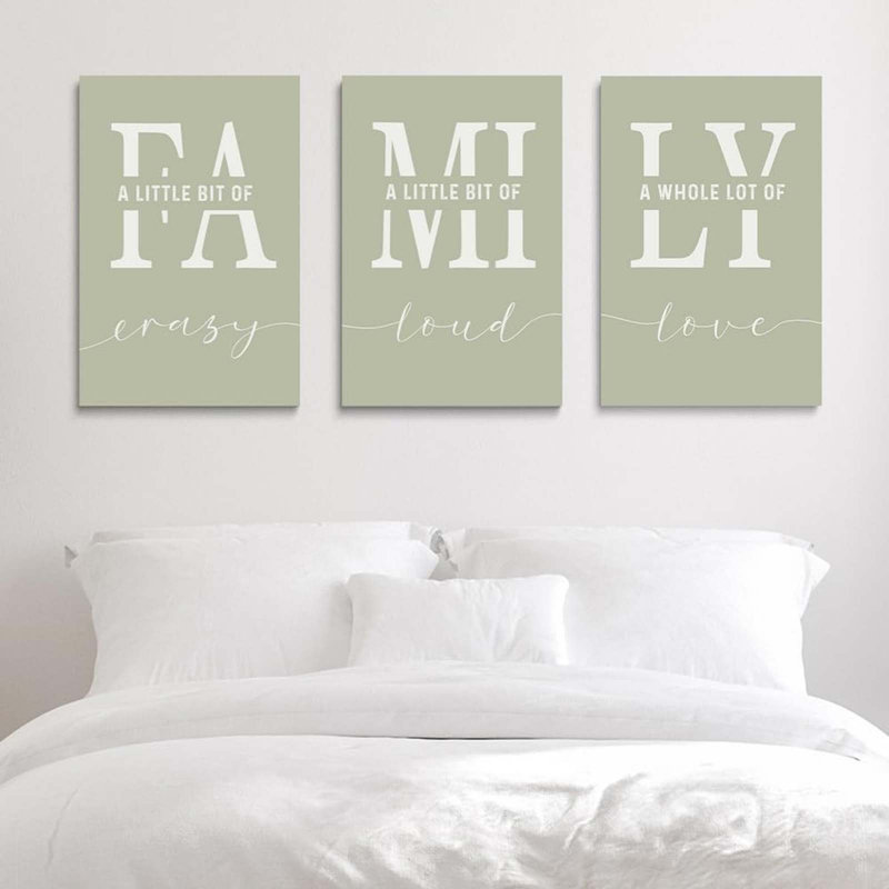 3 Piece Wrapped Canvas Print, Green