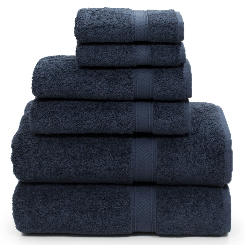 Navy Turkish Cotton Set of Six Dobby Weave Washcloths
