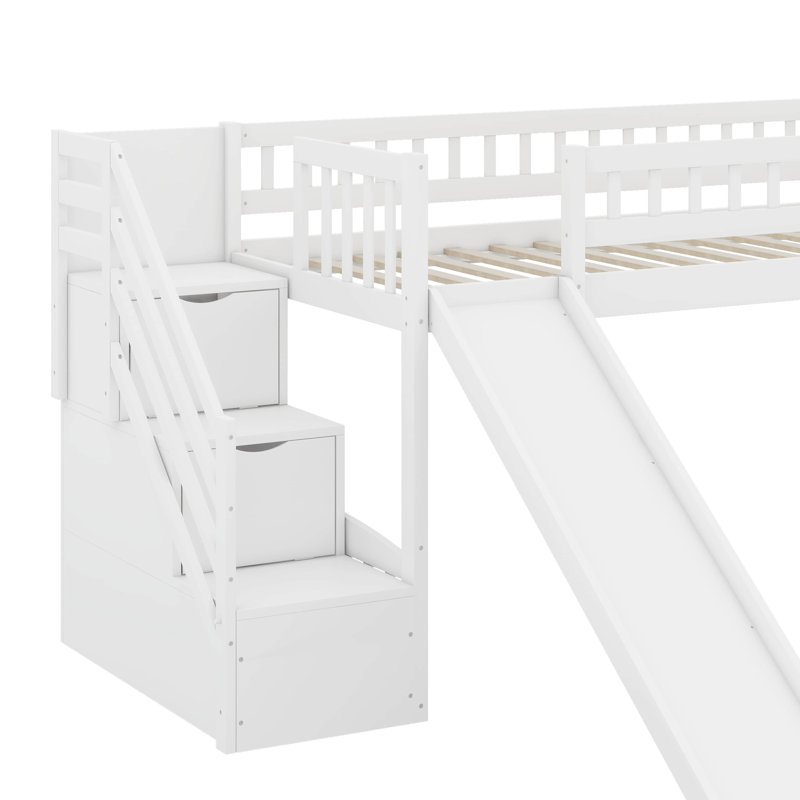 Lit mezzanine simple avec glissade, Blanc