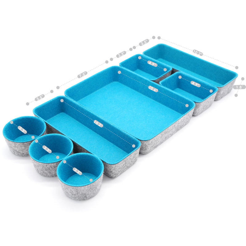 2.4'' H x 7.9'' W x 10.8'' D Organizer Set, Turquoise