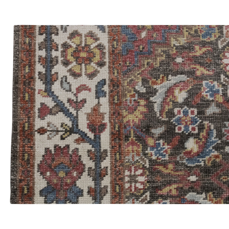 Tapis bleu / rouge / brun noué à la main de haute qualité