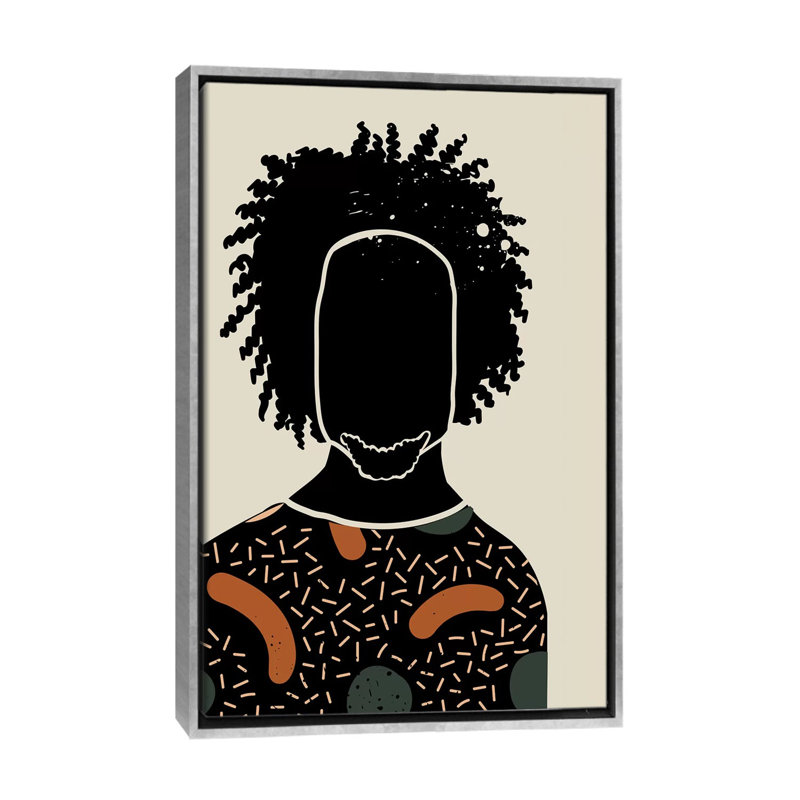 «Black Hair IX», reproduction d'impression, H 32 po x l 48 po x 1,5 po, Toile avec cadre argenté, Pas de tapis