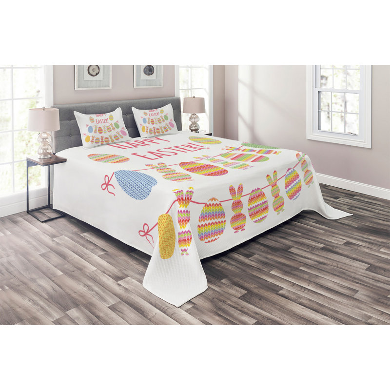 Bunny Polyester Coverlet, King Bedspread + 2 Shams