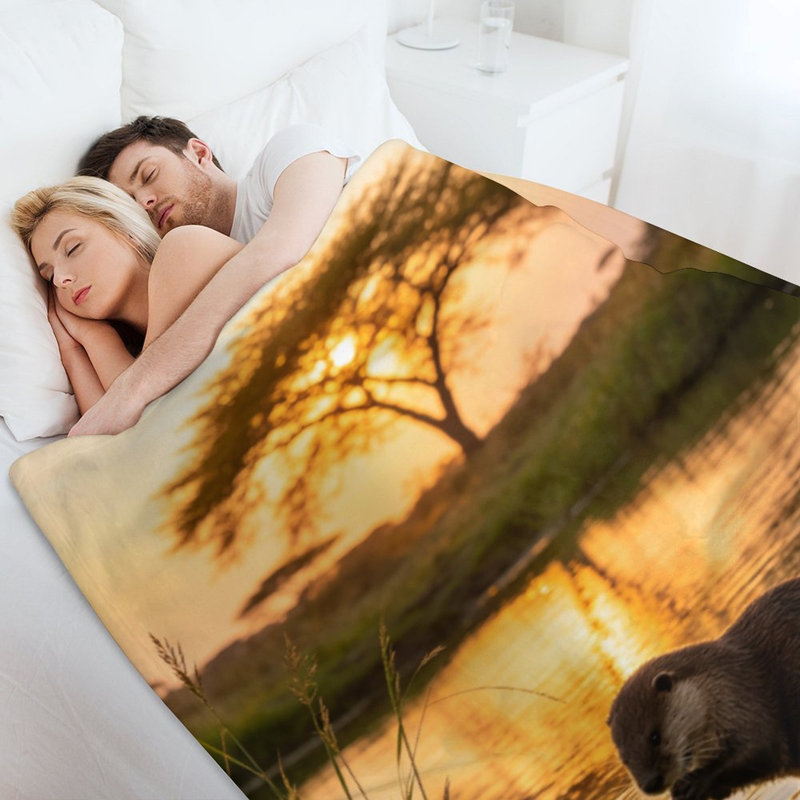 Jeté en flanelle Otter Sunset Water Luxury, 60x80in