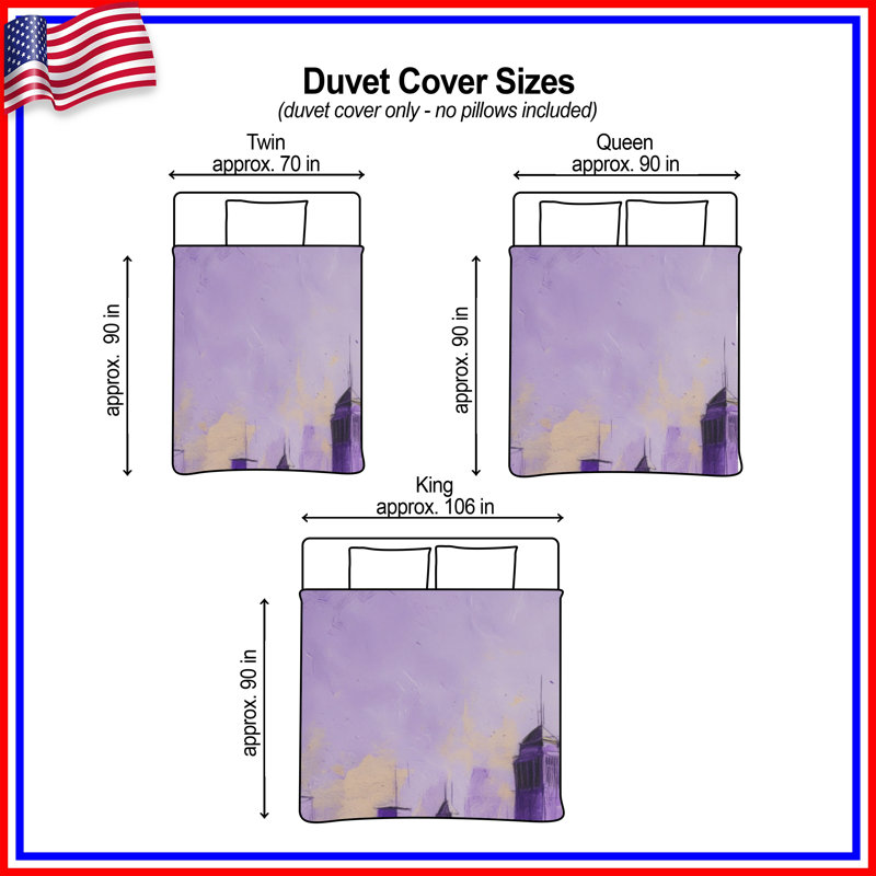 Housses de couette mauve City Skyline, Lit simple