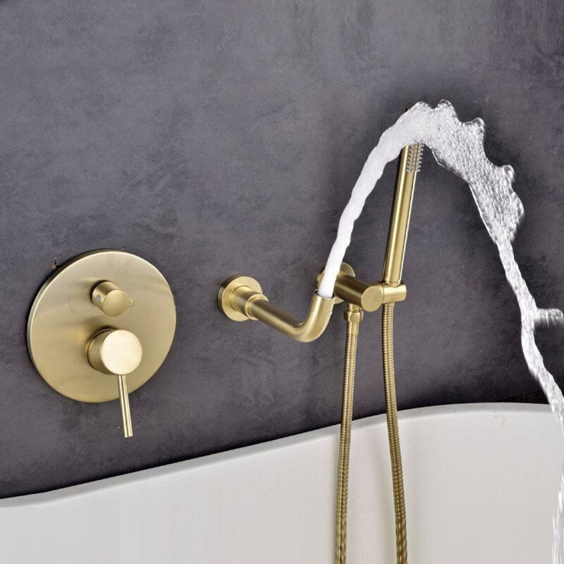 Juno 360° Rotation Shower Faucet – Gold Finish with Dual Handles