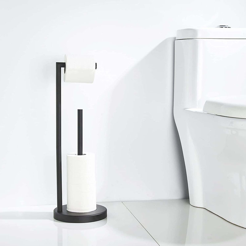 Porte-papier hygiénique sur pied, Noir