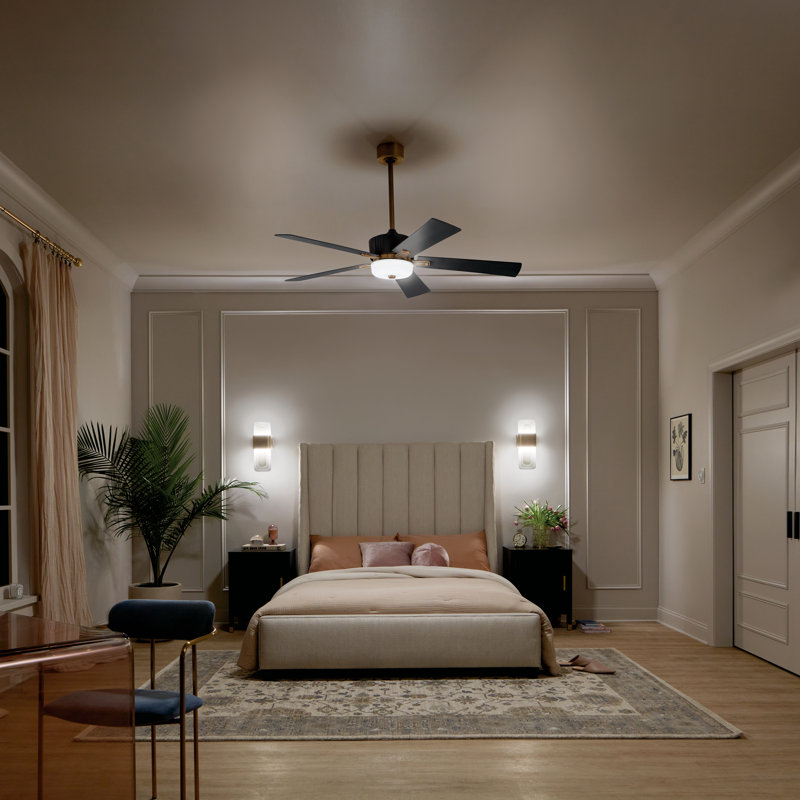 56'' Ceiling Fan with LED Lights, Satin Black