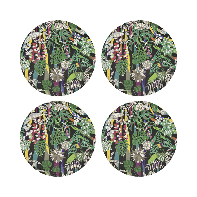 Sabi Jungle Pebble 16" Vinyl Placemat, Black