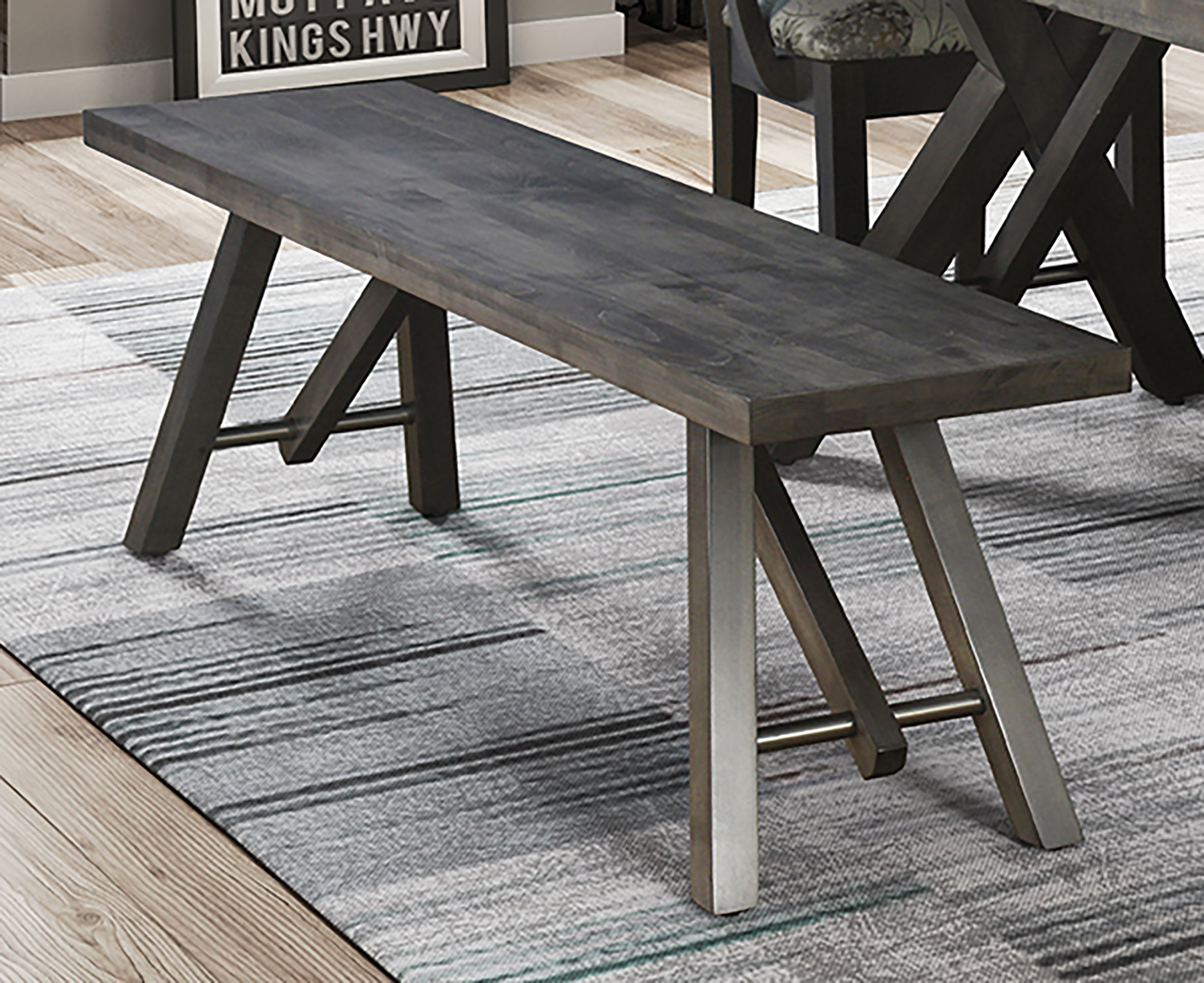 Grey wood dining online bench