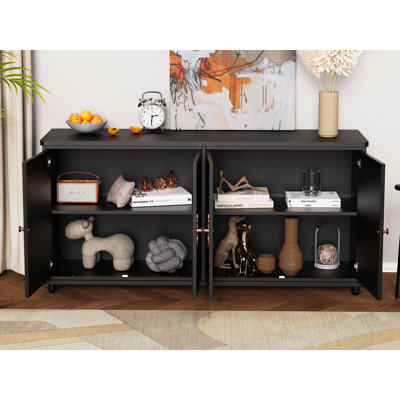 Retro 4 Doors Storage Cabinet With Adjustable Shelves
