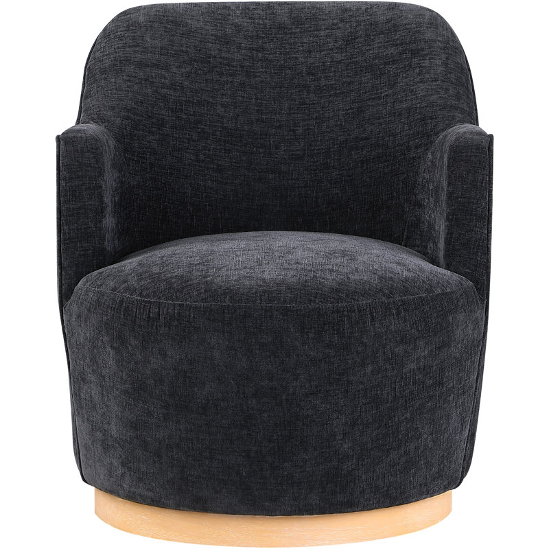 Fauteuil pivotant rembourré Hudnut, Tissu chenille noir