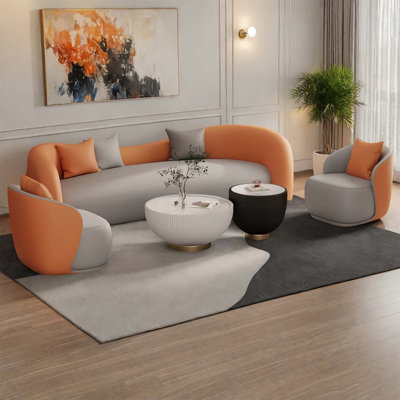 Orange and grey reception sofa set