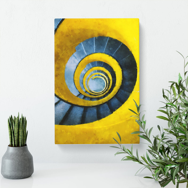 Yellow Spiral Staircase - Wrapped Canvas, 50cm H x 35cm W x 3cm D