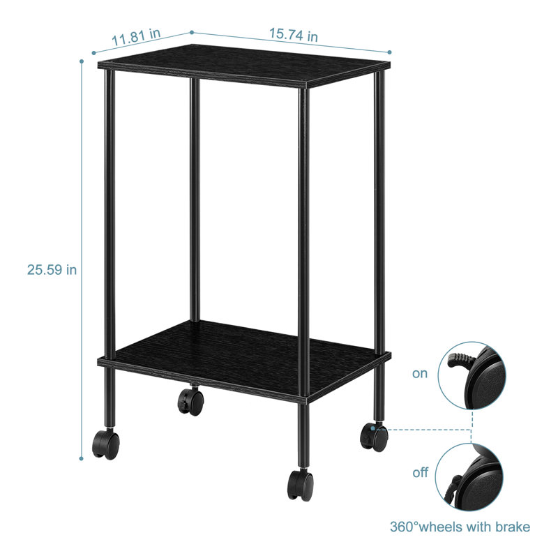 Table de bout à roulettes Jaymin d'une hauteur de 25,59 po, Brown, 2