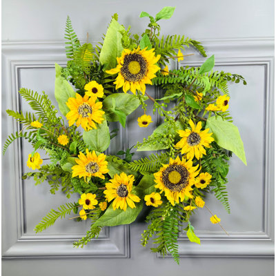 Faux Sunflower 24'' Wreath