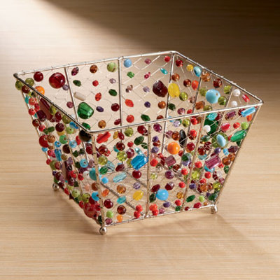 Decorative Beaded Wire Basket