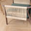Fauteuil d'appoint moderne rembourré avec tissage en corde de papier, tissu de lin vert-1245408716