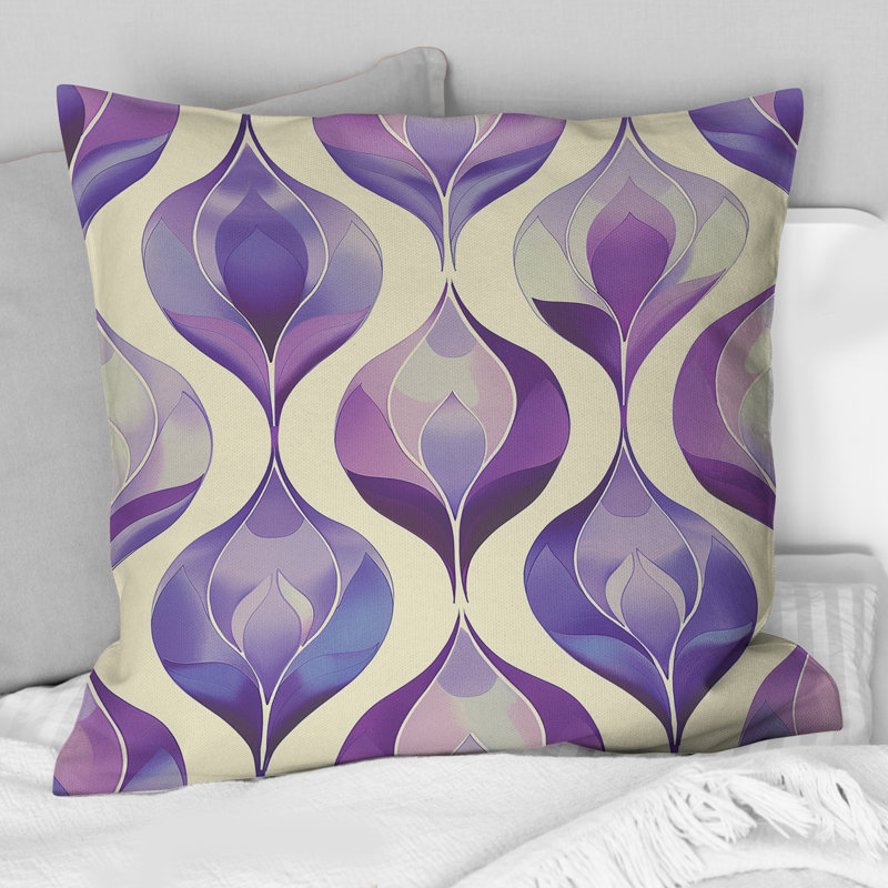 Coussin décoratif mauve beige Mid-Century Ogee - Mid-Century, H 16 po x l 16 po