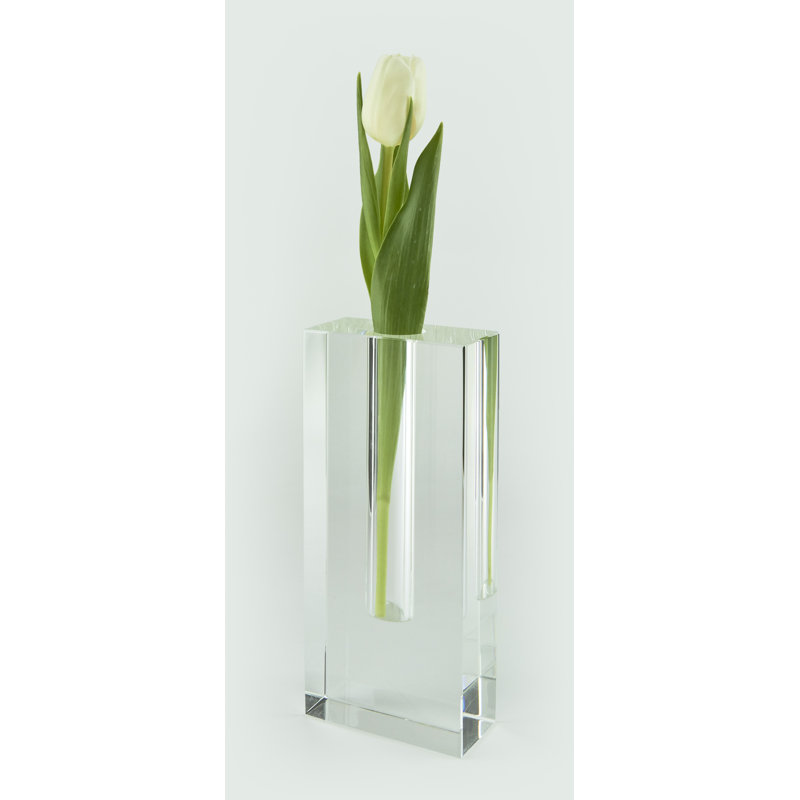 Vase de table en cristal transparent, H 8 po x l 3,5 po x P 1,5 po