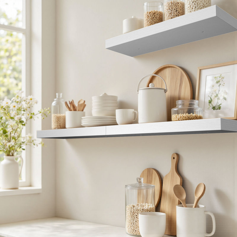 Godfree 3-Piece Manufactured Wood Floating Shelves, White