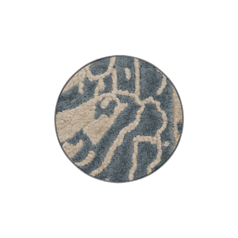 Tapis gris soyeux et moelleux, Rond 5 pi