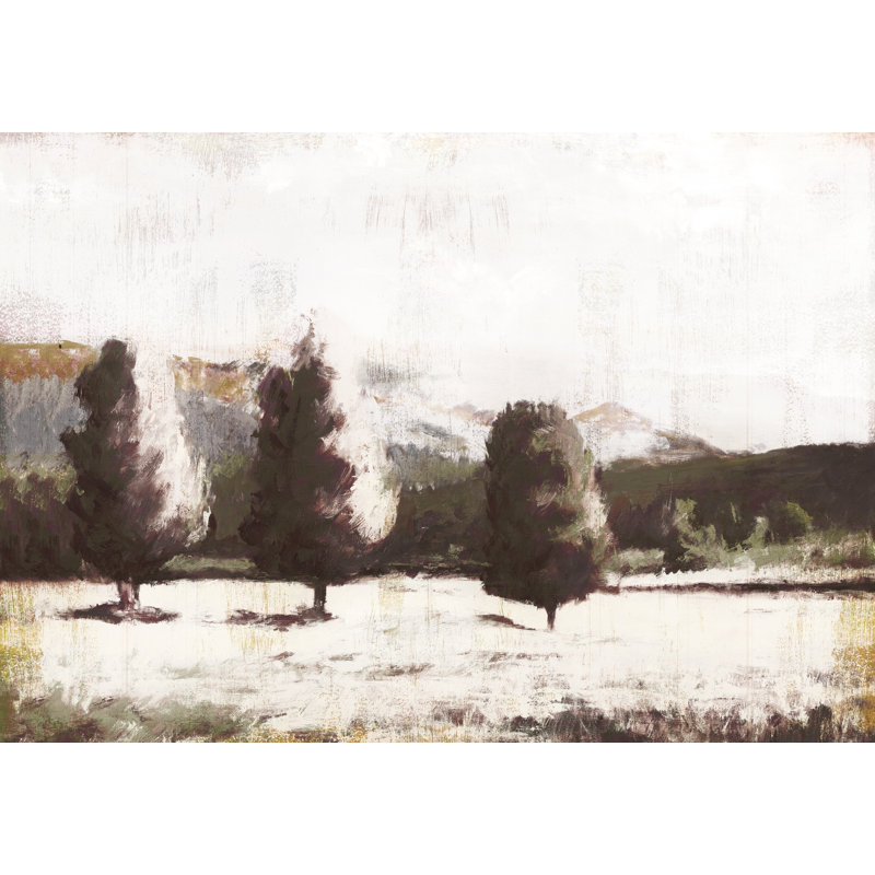 Reproduction d’art sur toile tendue trois sapins, H 30 po x l 20 po