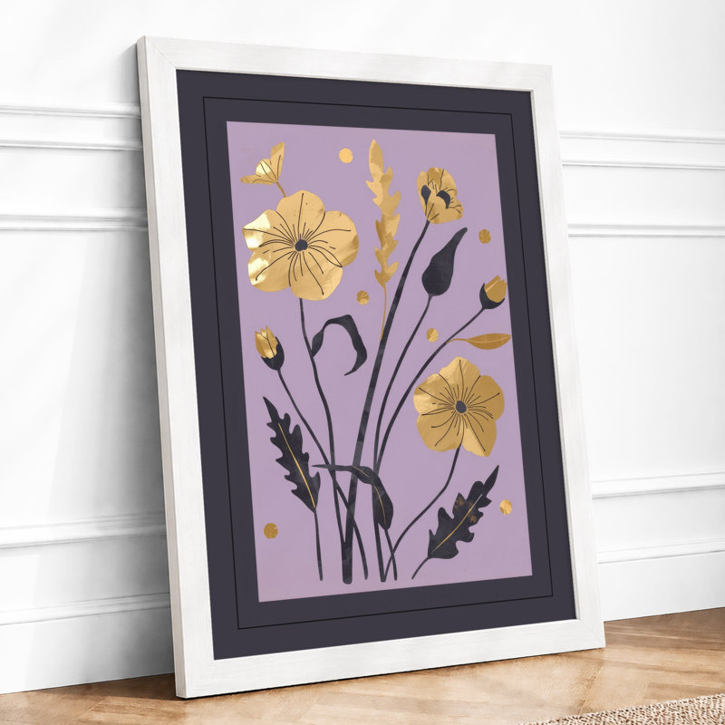 Yellow Blooms Study Botanical - Framed Print, A1 - 84.1 x 59.4 cm, White