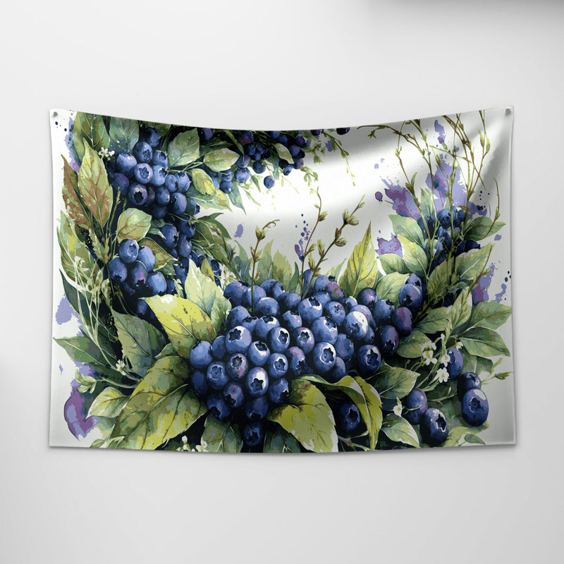 Tapisserie murale «Fruit Blueberry Wild», 68 po x 80 po