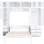 Lit double avec casiers et armoires - Design pliable, tiroirs blancs, cadre