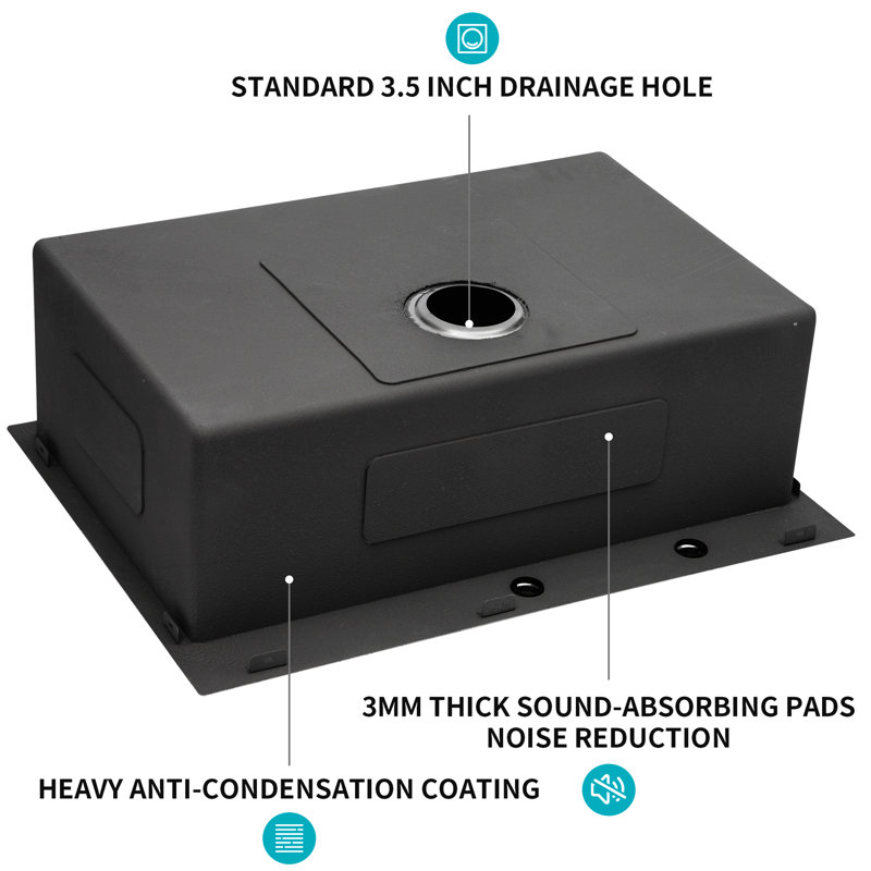 30X22 Inch Kitchen Sink, Gunmetal Black Stainless Steel, 16 Gauge, 30" Drop In, Stain- Finish, Installation Instruction Sink Single Bowl Topmount Basin, T-304 Gauge Thick, Rust Resistance, Easy