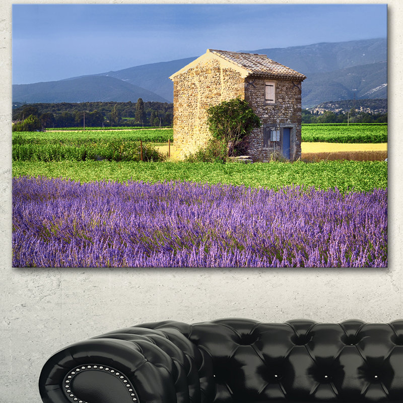 «House in the Lavender Field», reproduction de photo sur toile tendue, H 30 po x l 40 po