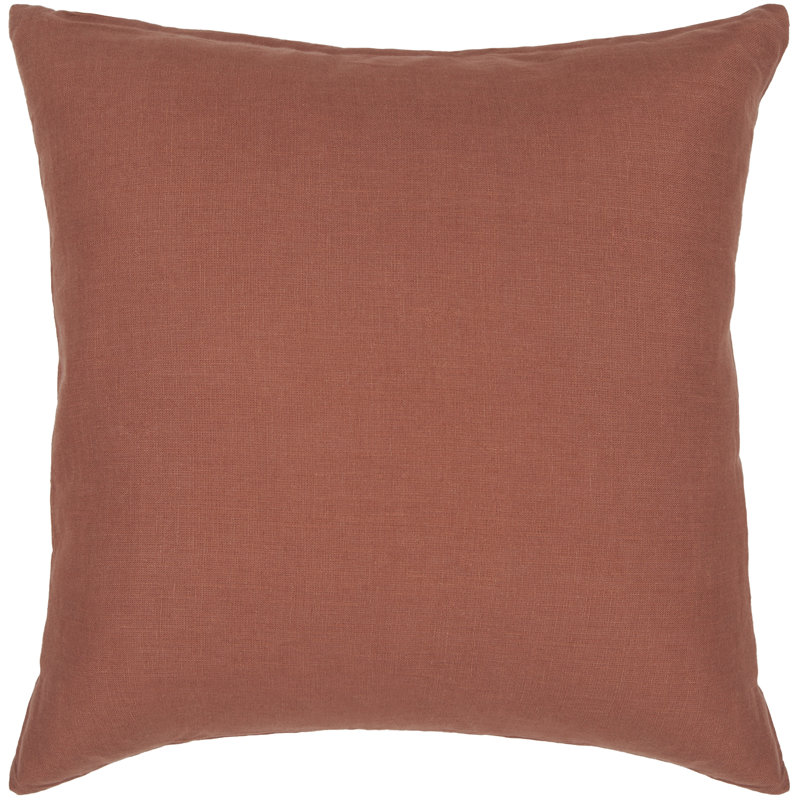 Linen Removable Cover Pillow Throw Authentic Handmade Square Polyester Fill Gray Reversible Solid With Gray Linen Backing
