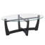 Table basse 48 po ovale en verre, plateau noir, bois massif, durabilité, verre trempé rond sans effort, espaces de bureau, installation simple