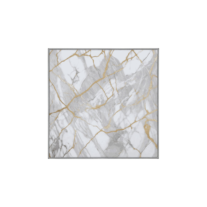 Machine Washable Gray Area Rug, Square 7'