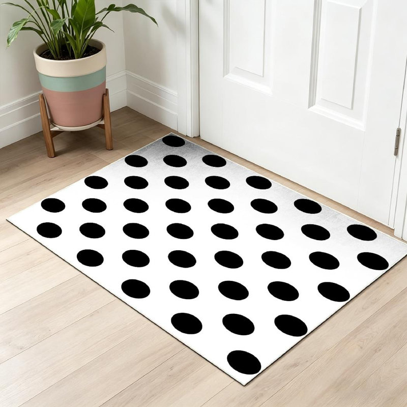 Clear Polka Dot Fabric Retro Repeat Abstract Art Backdrop Decor Machine Washable Indoor Area Rug, Rectangle 32" x 47"