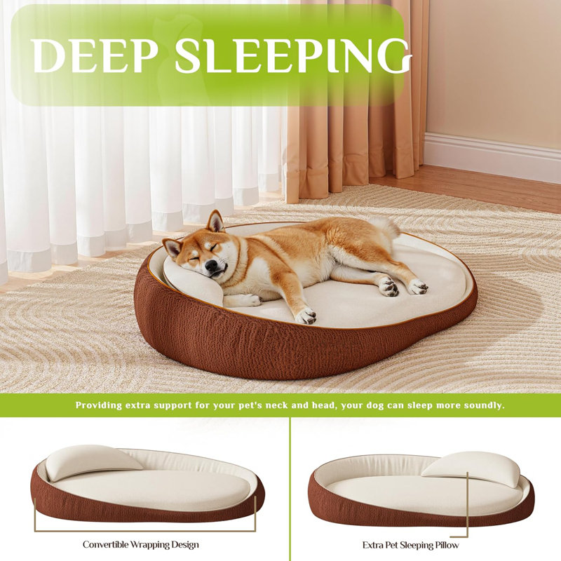 Orthopedic Microsuede Pet Bed, ‎Orange/Cream