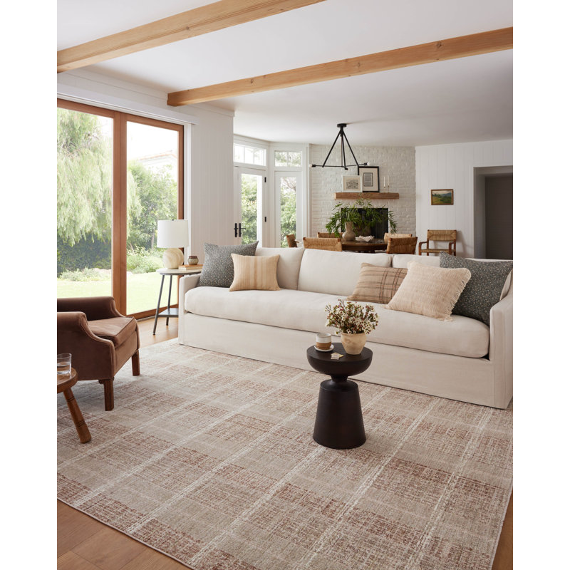 Clay and Sand Plaid Flatweave Wool Area Rug, 11'-6" x 15'-7"