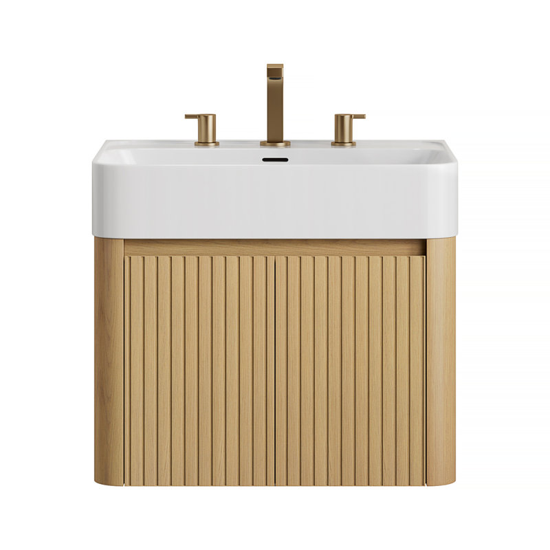 Meuble-lavabo suspendu de 61 cm avec lavabo intégré en surface solide