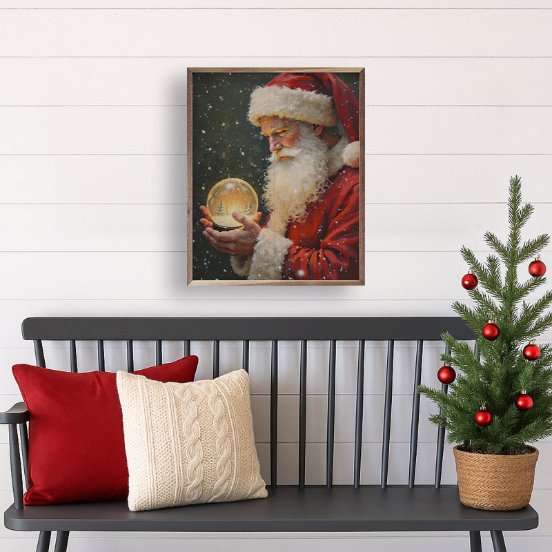 Santa With Snowglobe, 20" H x 16" W