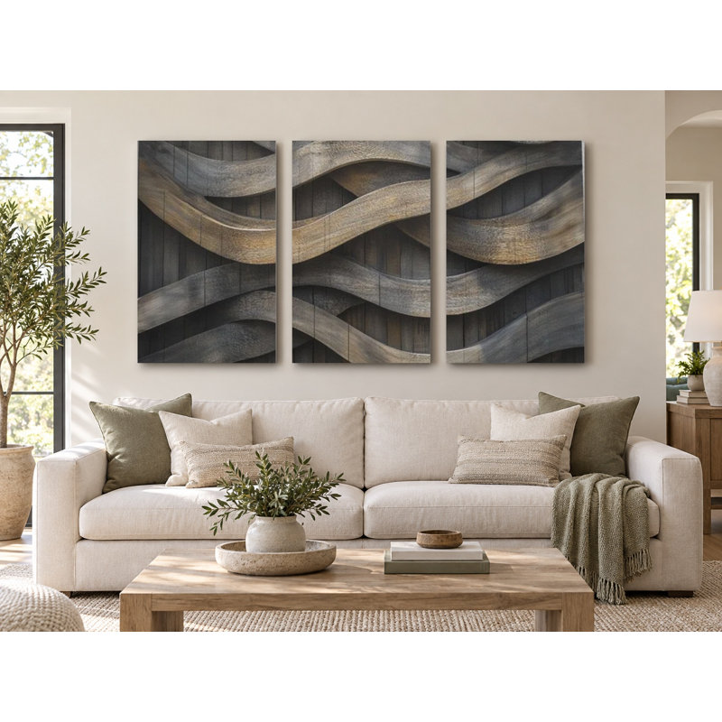 Reproduction d'art sur toile, "Triptyque", H 24 po x l 48 po
